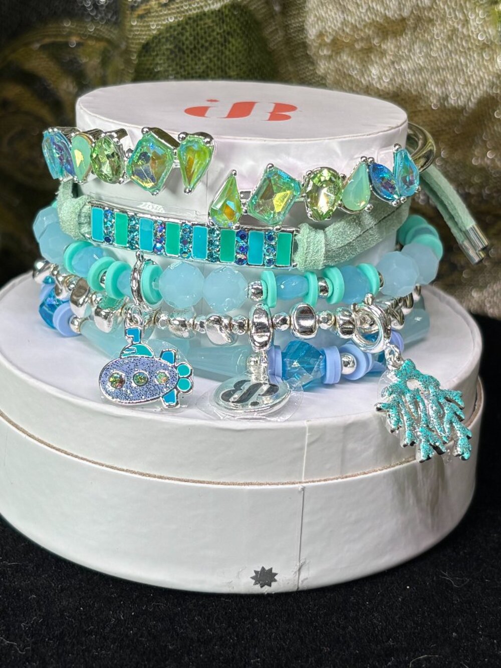 Bomb Party "Just Keep Swimming" Summer Stacks 5 Bracelet Stack Set with Submarin